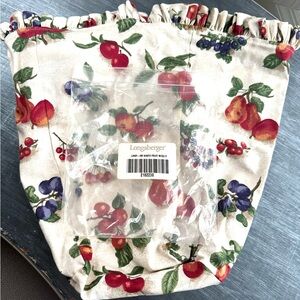 Longaberger Basket Liner Fruit Medley Print Small Waste Basket 2182230